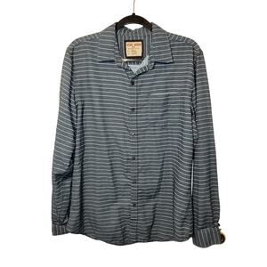 HUDSON BARROW NYC Men's Button-down Blue Striped long sleeve shirt size L